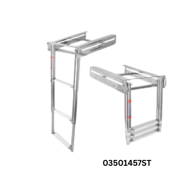 03501457ST - MIRROR POLISHED S.S BRACKET TELESCOPE LADDER WITH STOPPER